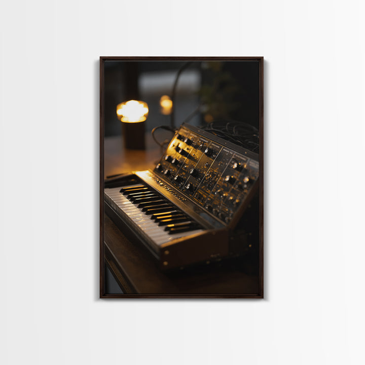 Analog Synthesizer Knobs and Cables Framed Canvas Print, Recording Studio Art, Boho Decor, Studio Decor, Oil Painting, Analog, RSA-2x3-21