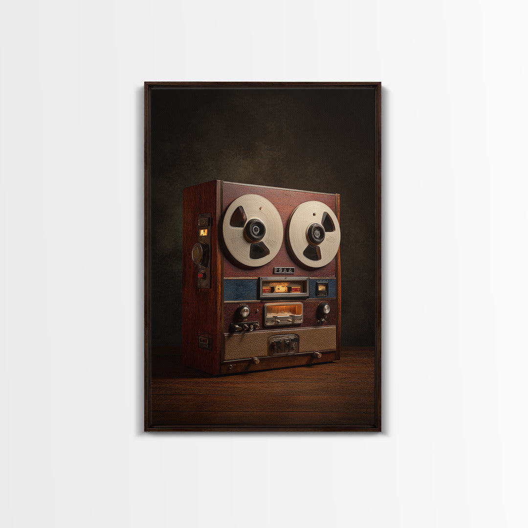 Reel to Reel Tape Machine Framed Canvas Print, Recording Studio Art, Luxury Decor, Studio Decor, Analog, Modern Wall Art, RSA-2x3-34