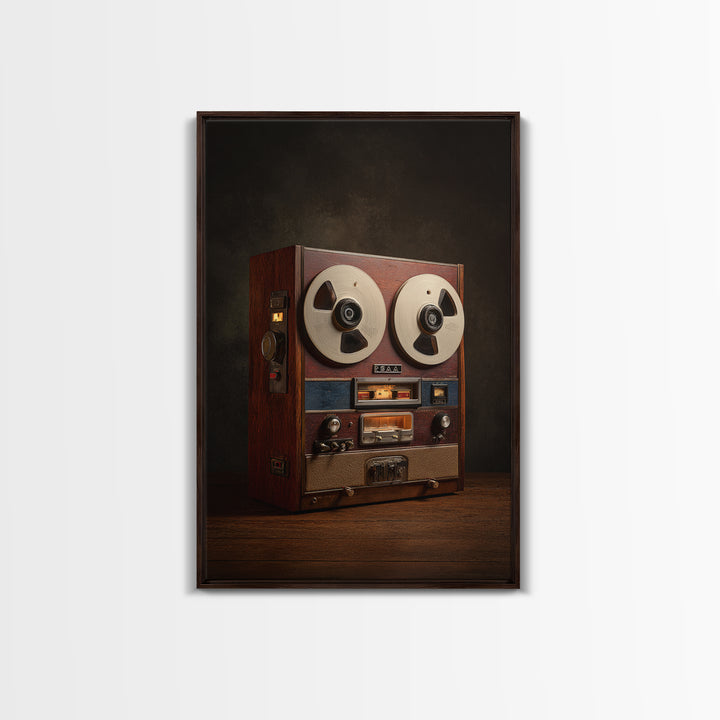 Reel to Reel Tape Machine Framed Canvas Print, Recording Studio Art, Luxury Decor, Studio Decor, Analog, Modern Wall Art, RSA-2x3-34