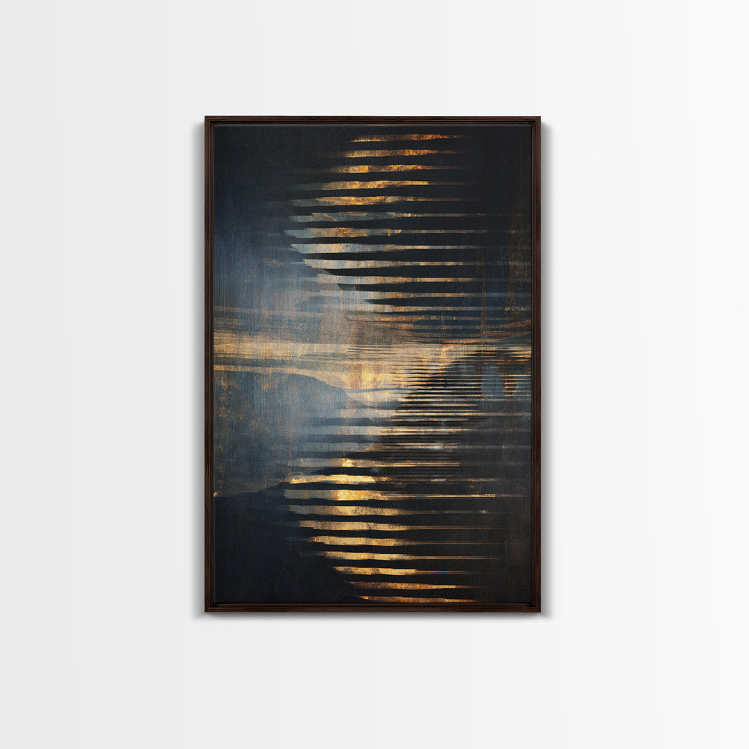 Soundwave Abstract with Black and Gold Lines Canvas Print, Recording Studio Art, Home Decor, Studio Decor, Abstract Art, Analog, RSA-2x3-35