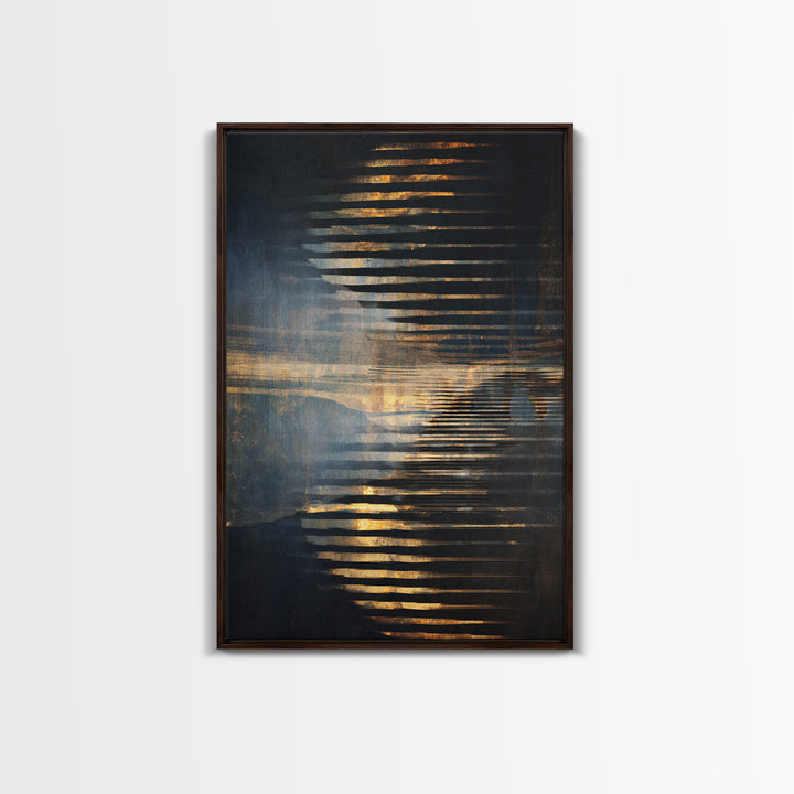 Soundwave Abstract with Black and Gold Lines Canvas Print, Recording Studio Art, Home Decor, Studio Decor, Abstract Art, Analog, RSA-2x3-35