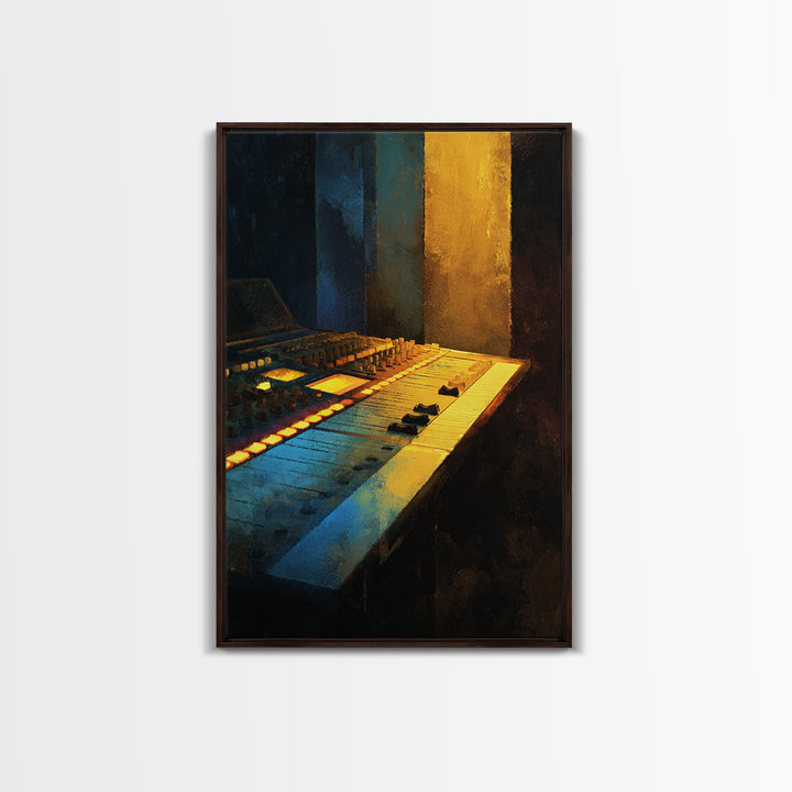 Mixing Console Faders Framed Canvas Print, Recording Studio Art, Art Print, Studio Decor, Fine Art, Analog, Wall Sculpture, RSA-2x3-38