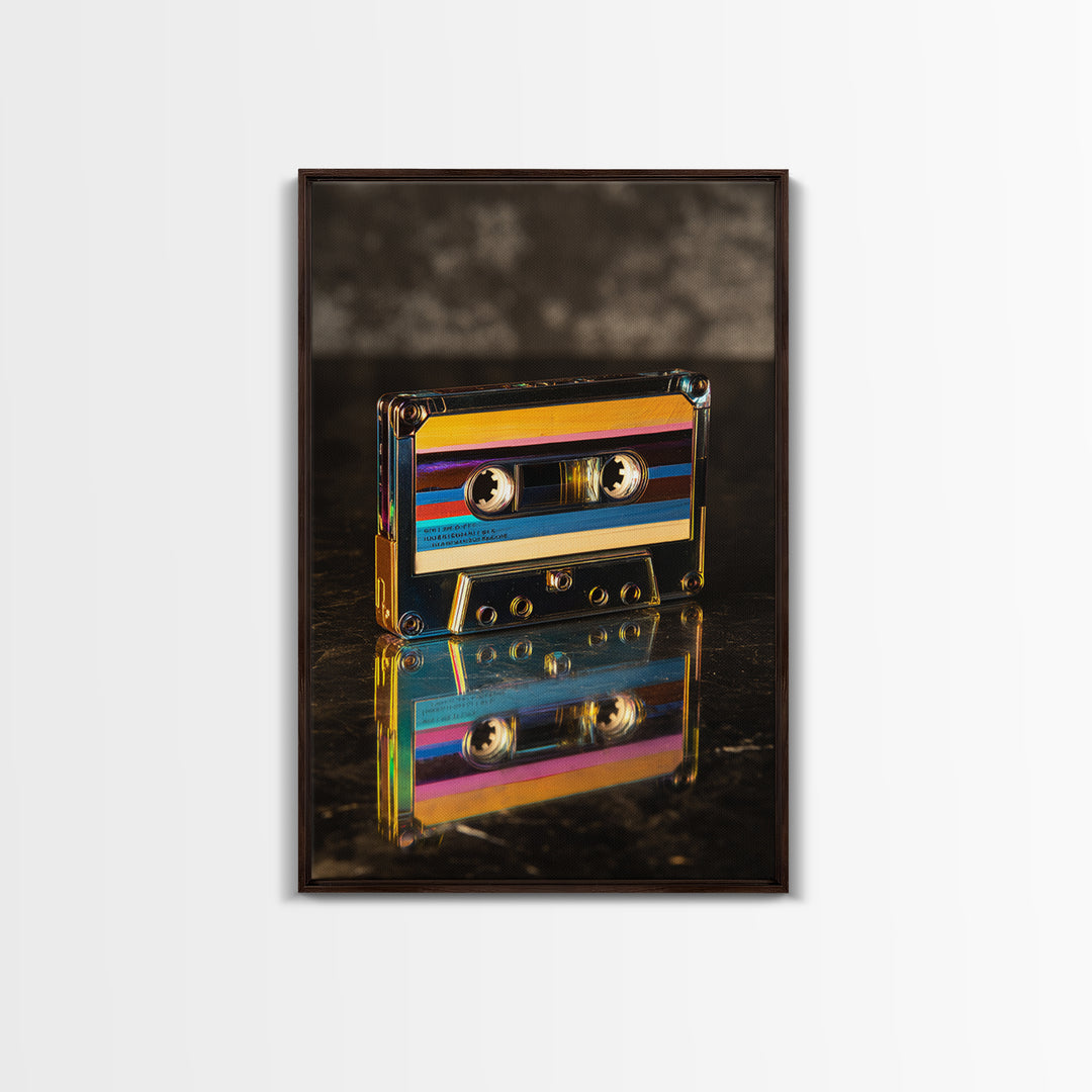 Retro Cassette Tape Framed Canvas Print, Recording Studio Art, Neutral Decor, Studio Decor, Fine Art, Analog, Wall Art, RSA-2x3-43