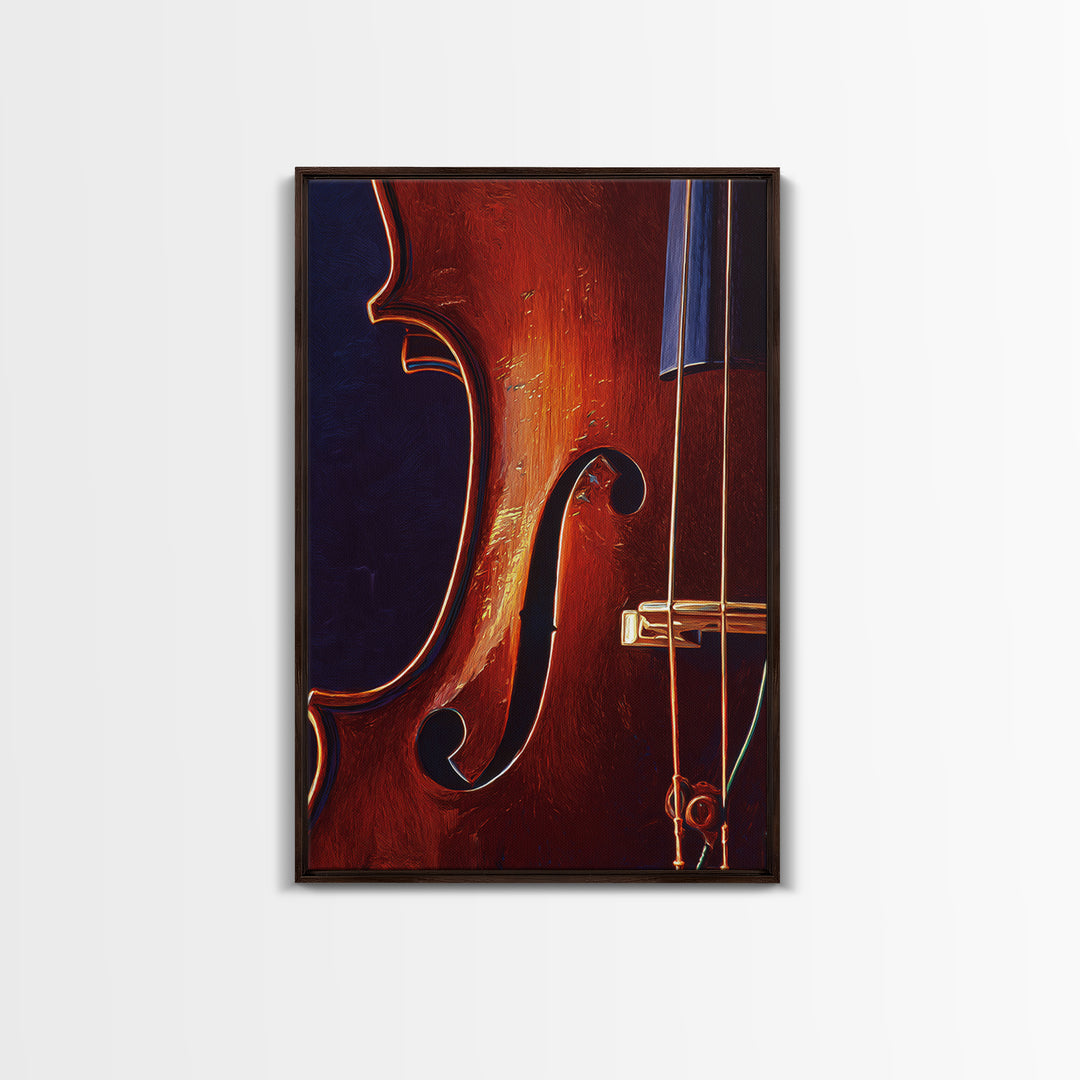 Cello Curve Closeup Framed Canvas Print, Recording Studio Art, Music Room Decor, Studio Decor, Fine Art, Analog, RSA-2x3-52