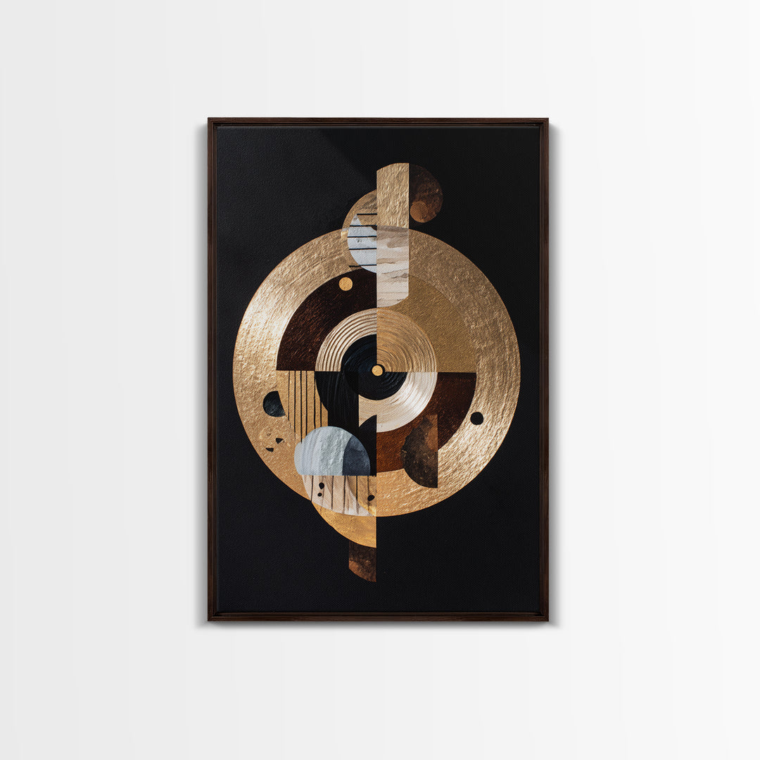 Gold Record Circular Composition Framed Canvas Print, Recording Studio Art, Music Print, Studio Decor, Fine Art, Analog, RSA-2x3-55