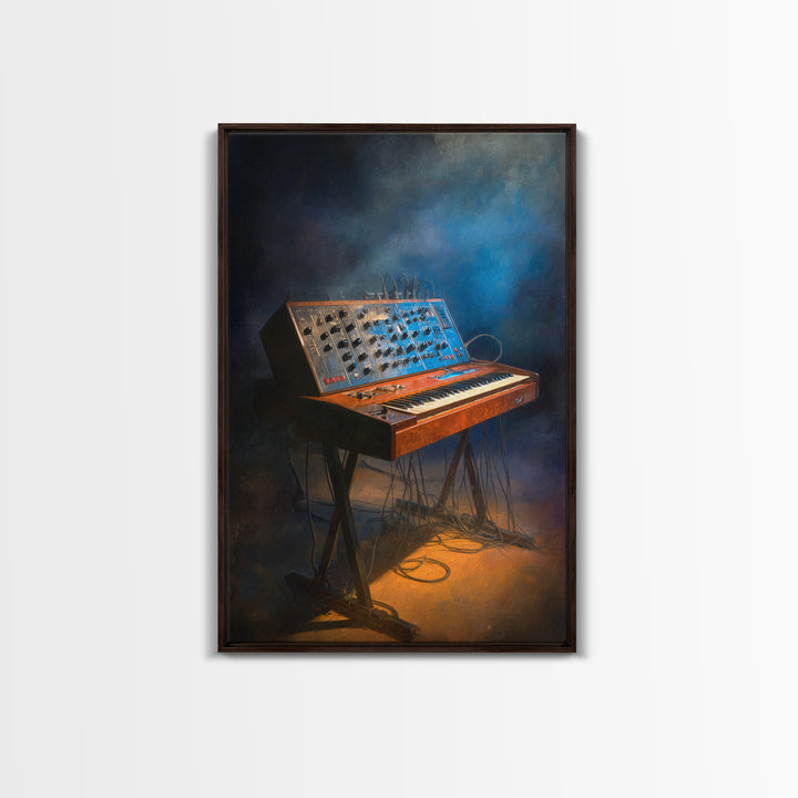 Analog Synthesizer Knobs and Cables Framed Canvas Print, Recording Studio Art, Mid Century Modern, Studio Decor, Analog, RSA-2x3-69
