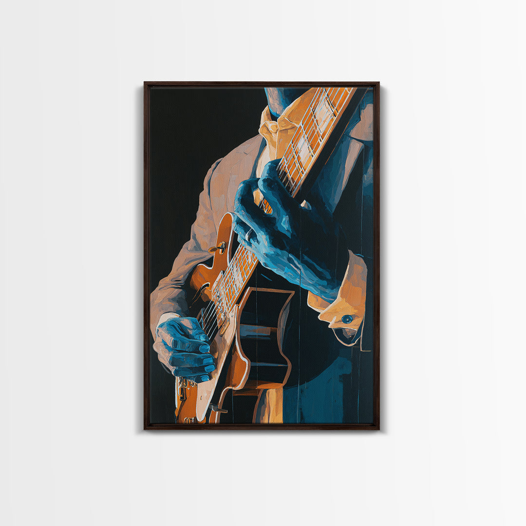 Musician Hands on Guitar Strings Canvas Print, Recording Studio Art, Art Print, Studio Decor, Fine Art, Analog, Wall Sculpture, RSA-2x3-71