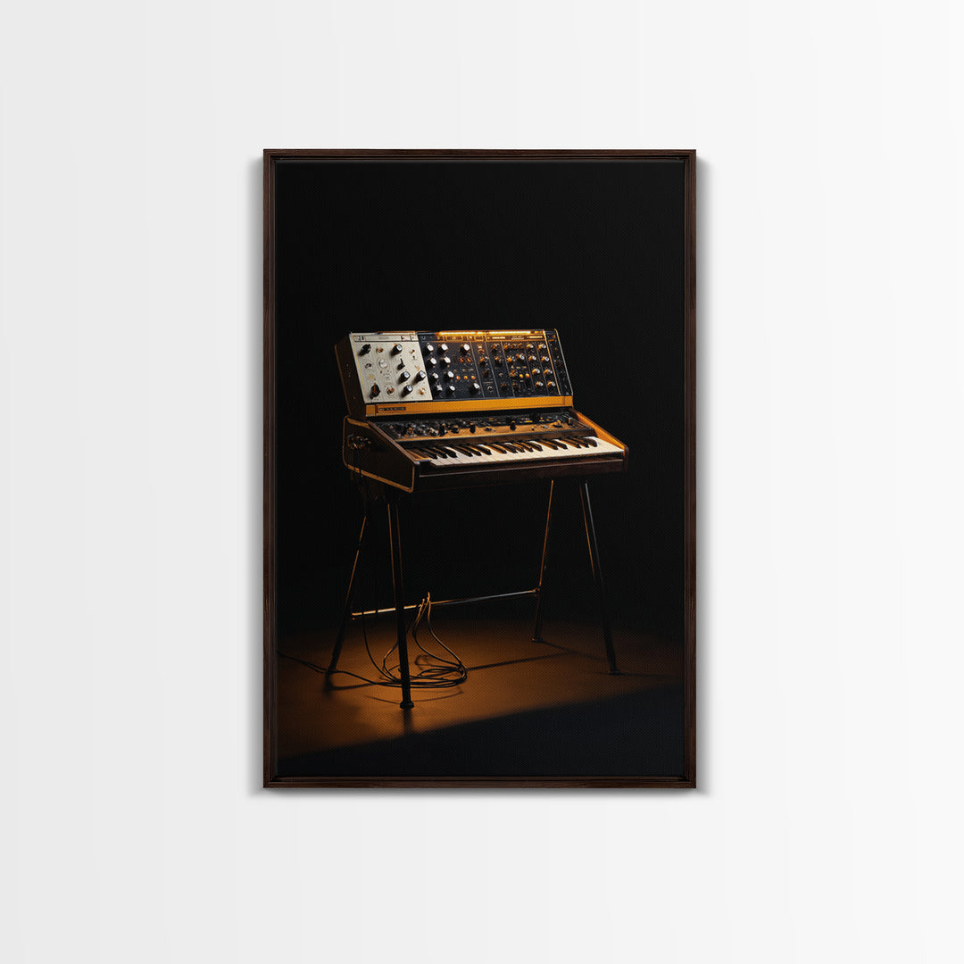 Analog Synthesizer Knobs and Cables Framed Canvas Print, Recording Studio Art, Mid Century Modern, Studio Decor, Analog, RSA-2x3-93