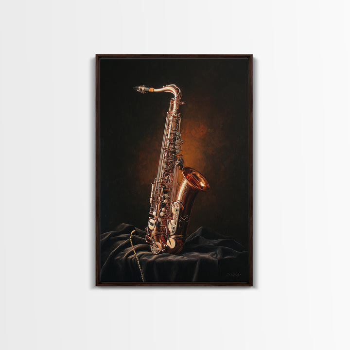 Brass Saxophone on Dark Velvet Canvas Print, Recording Studio Art, Contemporary Art, Studio Decor, Analog, Music Posters, RSA-2x3-96
