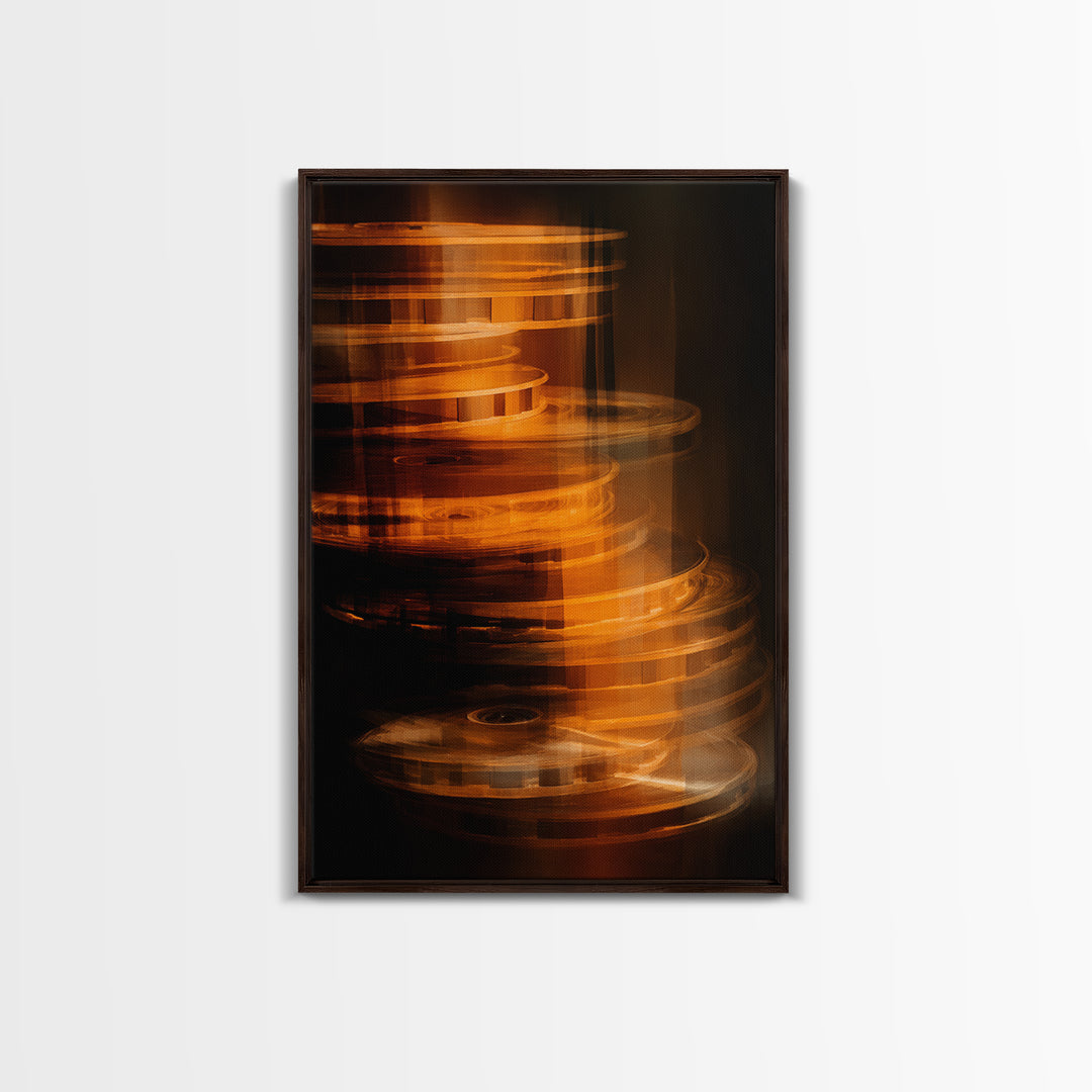 Tape Reels Spinning Through Smoky Light Canvas Print, Recording Studio Art, Wall Decor, Studio Decor, Fine Art, Analog, RSA-2x3-99