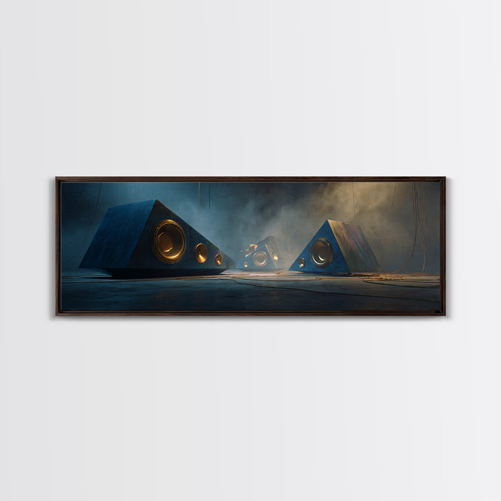 Studio Monitor Speakers as Bold Geometric Forms Canvas Print, Recording Studio Art, Music Wall Decor, Studio Decor, Analog, RSA-3x1-100