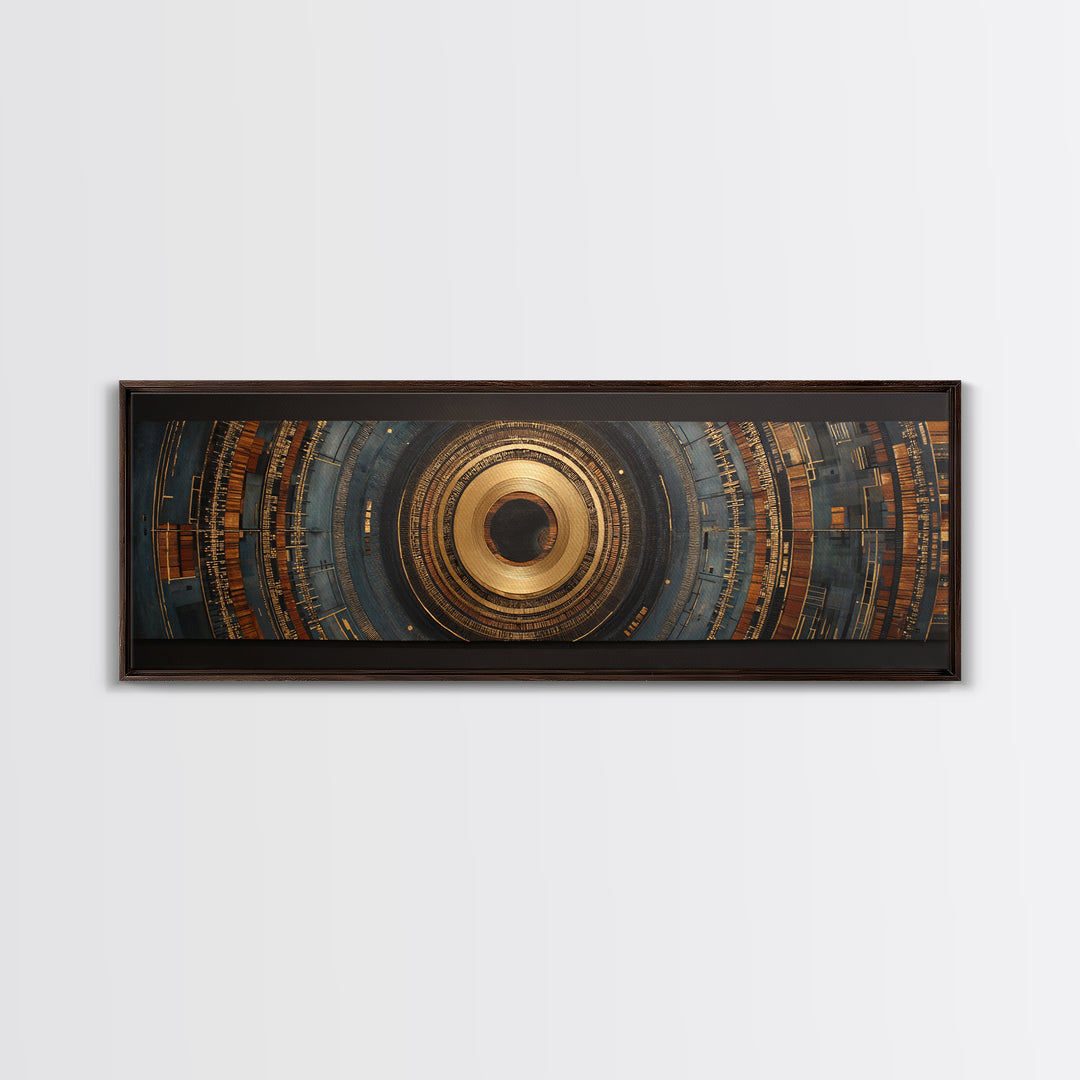 Gold Record Circular Composition Framed Canvas Print, Recording Studio Art, Music Wall Decor, Studio Decor, Fine Art, Analog, RSA-3x1-15