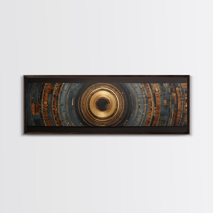 Gold Record Circular Composition Framed Canvas Print, Recording Studio Art, Music Wall Decor, Studio Decor, Fine Art, Analog, RSA-3x1-15