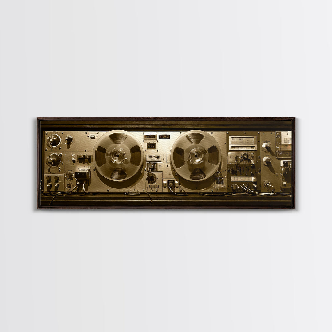 Reel to Reel Tape Machine Framed Canvas Print, Recording Studio Art, Printable Art, Studio Decor, Analog, Kids Room Art, RSA-3x1-18