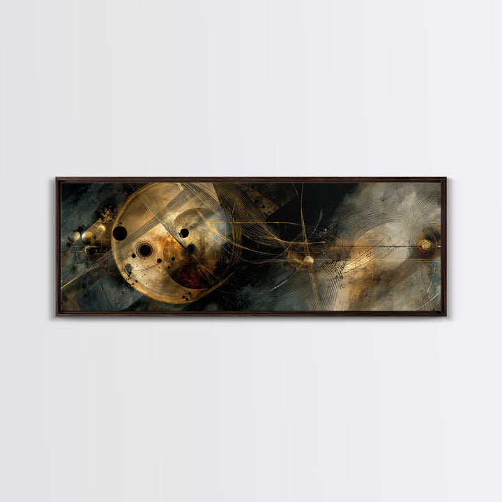 Soundwave Abstract with Black and Gold Lines Canvas Print, Recording Studio Art, Gallery Decor, Studio Decor, Abstract Art, RSA-3x1-19
