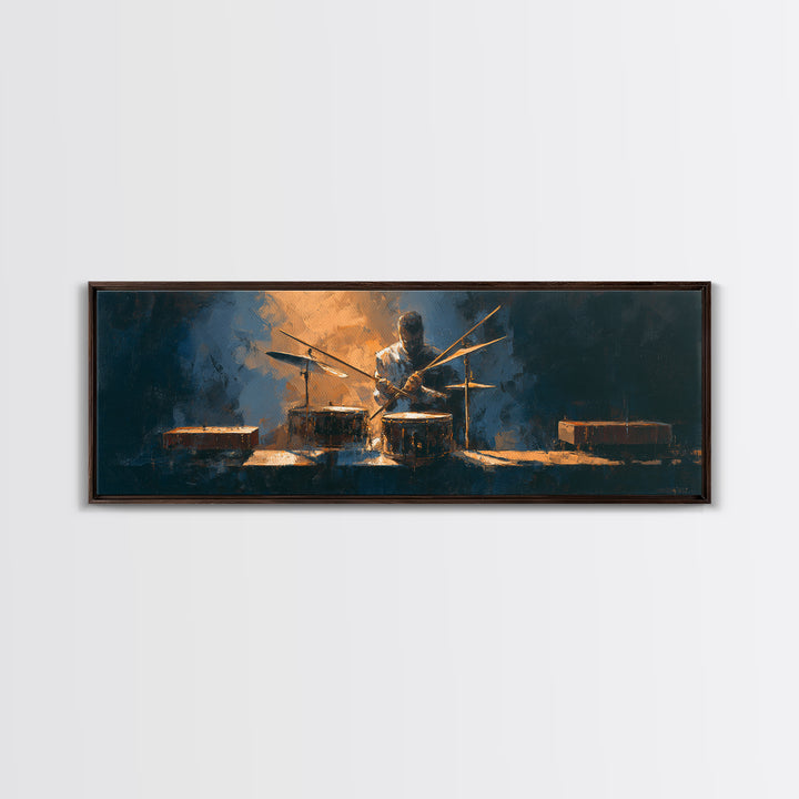 Drumsticks Crossed over Snare Drum Framed Canvas Print, Recording Studio Art, Wall Art, Studio Decor, Fine Art, Analog, RSA-3x1-2