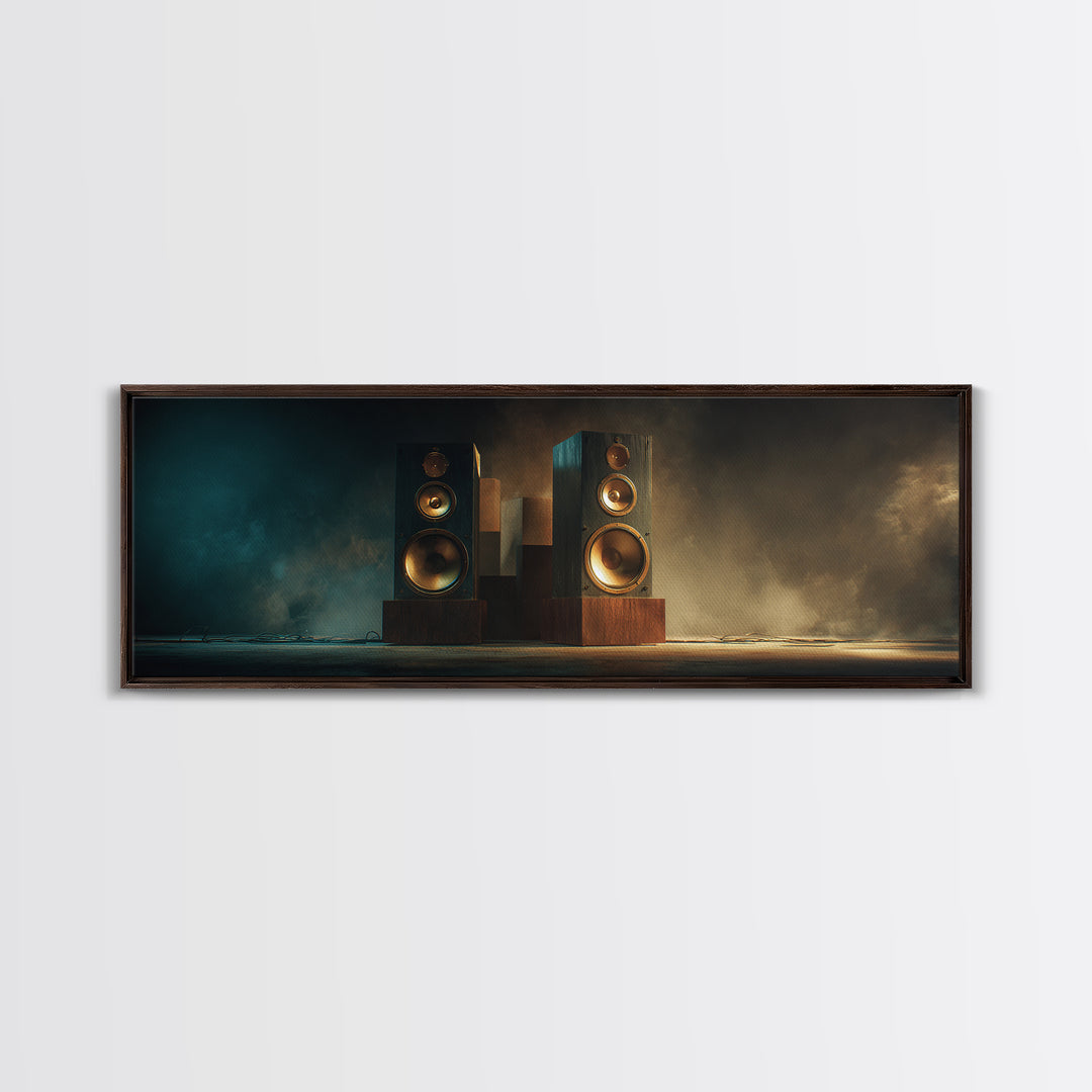 Studio Monitor Speakers as Bold Geometric Forms Canvas Print, Recording Studio Art, Rock Music Art, Studio Decor, Analog, RSA-3x1-28