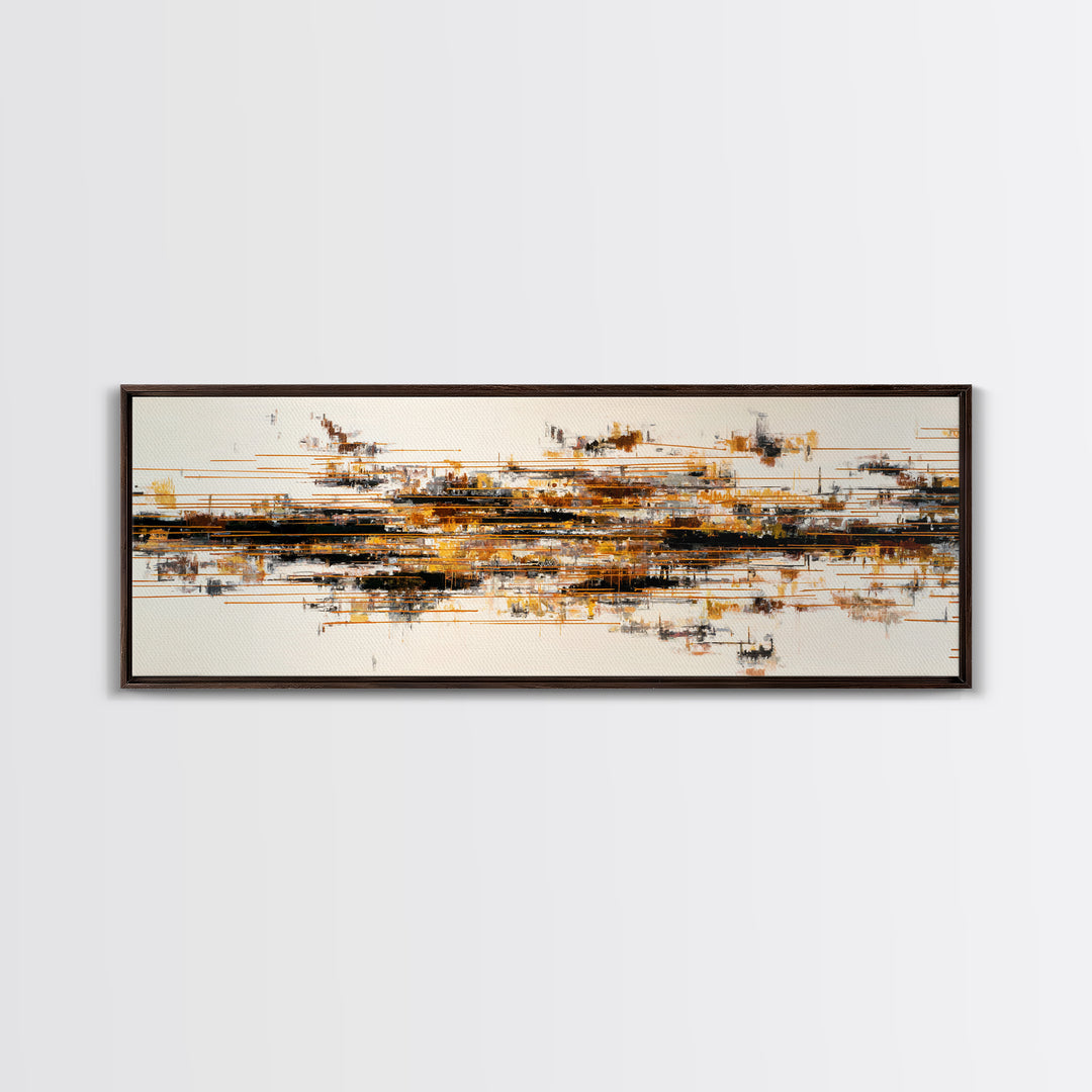 Soundwave Abstract with Black and Gold Lines Canvas Print, Recording Studio Art, Minimalist Decor, Studio Decor, Abstract Art, RSA-3x1-43