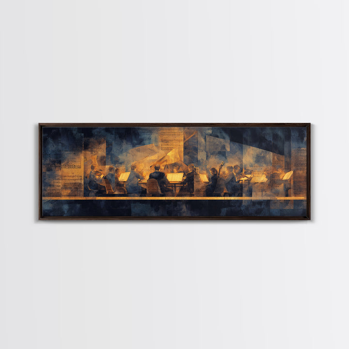 Conductor Baton and Sheet Shapes Without Text Framed Canvas Print, Recording Studio Art, Dtf Prints, Studio Decor, Analog, RSA-3x1-58