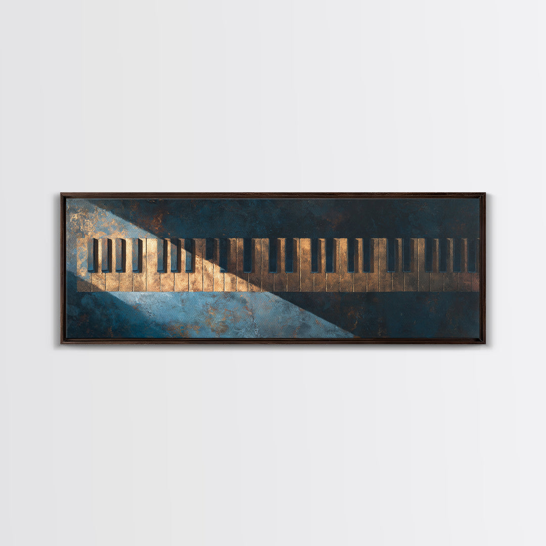 Piano Keys Fading into Shadow Framed Canvas Print, Recording Studio Art, Minimalist Decor, Studio Decor, Fine Art, Analog, RSA-3x1-72