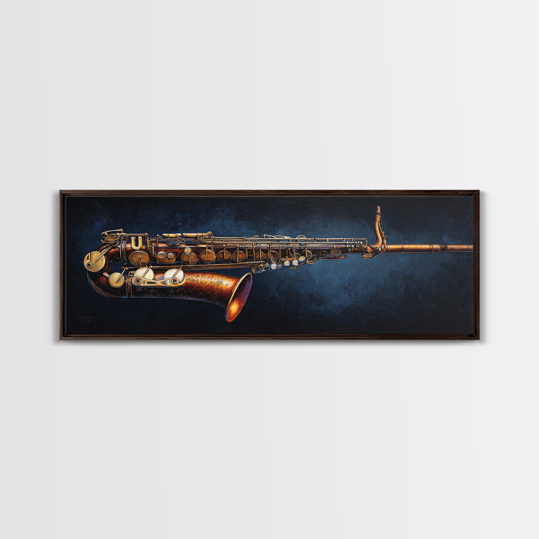 Brass Saxophone on Dark Velvet Canvas Print, Recording Studio Art, Wall Art, Studio Decor, Fine Art, Analog, Music Posters, RSA-3x1-80