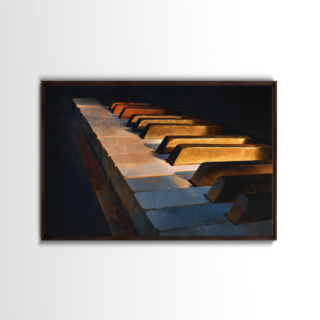 Piano Keys Fading into Shadow Canvas Print, Recording Studio Art, Mid Century Modern, Studio Decor, Fine Art, Analog, RSA-3x2-12