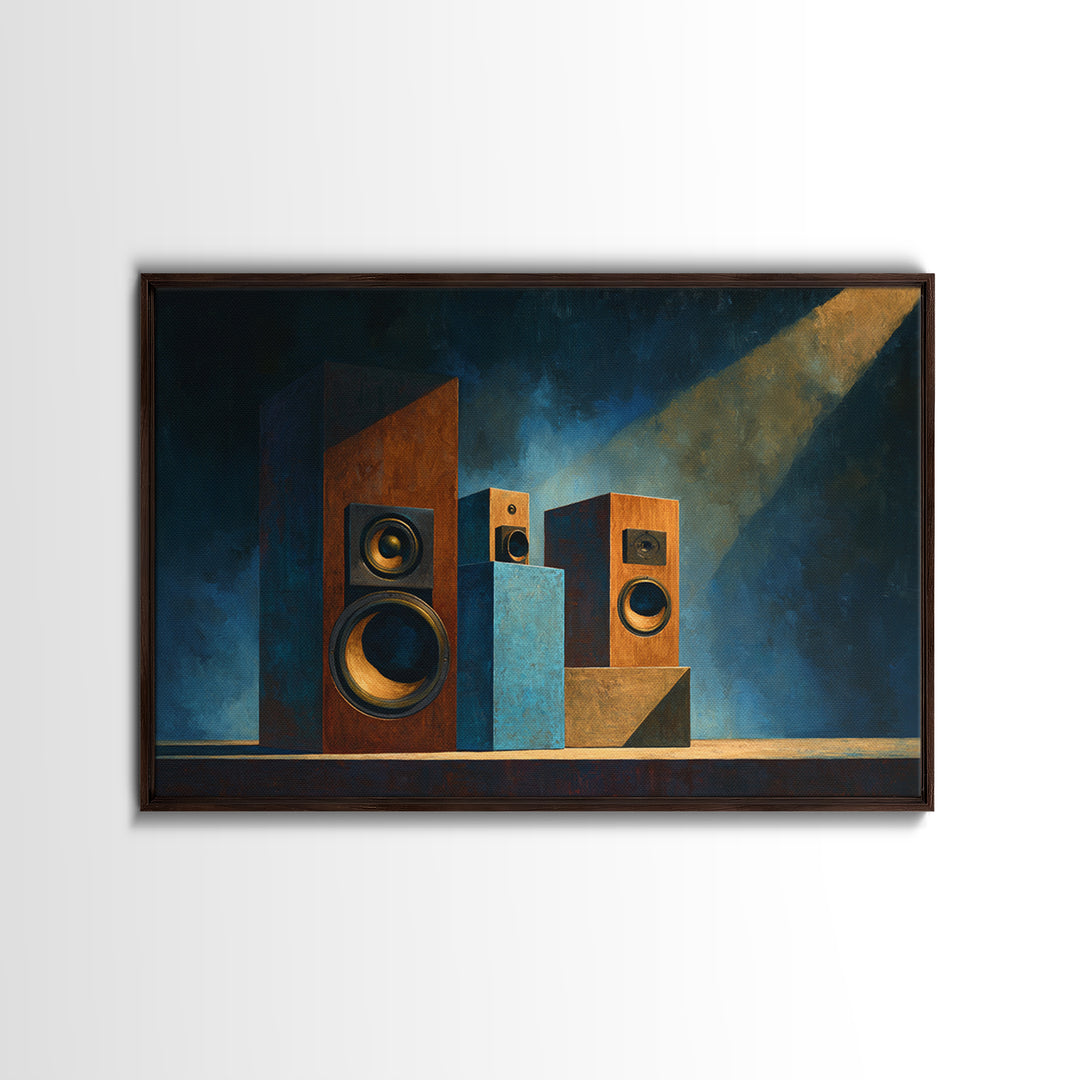 Studio Monitor Speakers as Bold Geometric Forms Canvas Print, Recording Studio Art, Printable Art, Studio Decor, Abstract Art, RSA-3x2-16
