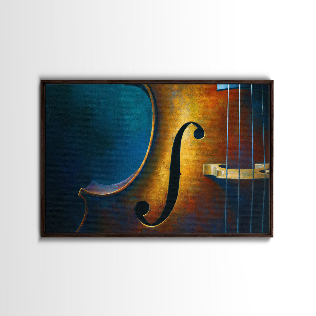 Cello Curve Closeup Framed Canvas Print, Recording Studio Art, Modern Wall Art, Studio Decor, Fine Art, Analog, Music Decor, RSA-3x2-24