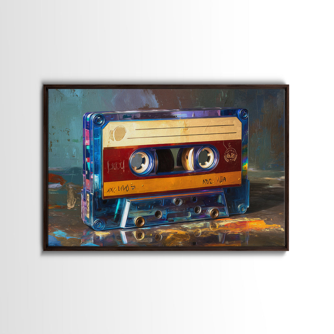 Retro Cassette Tape Framed Canvas Print, Recording Studio Art, Music Studio, Studio Decor, Fine Art, Analog, Modern Decor, RSA-3x2-39