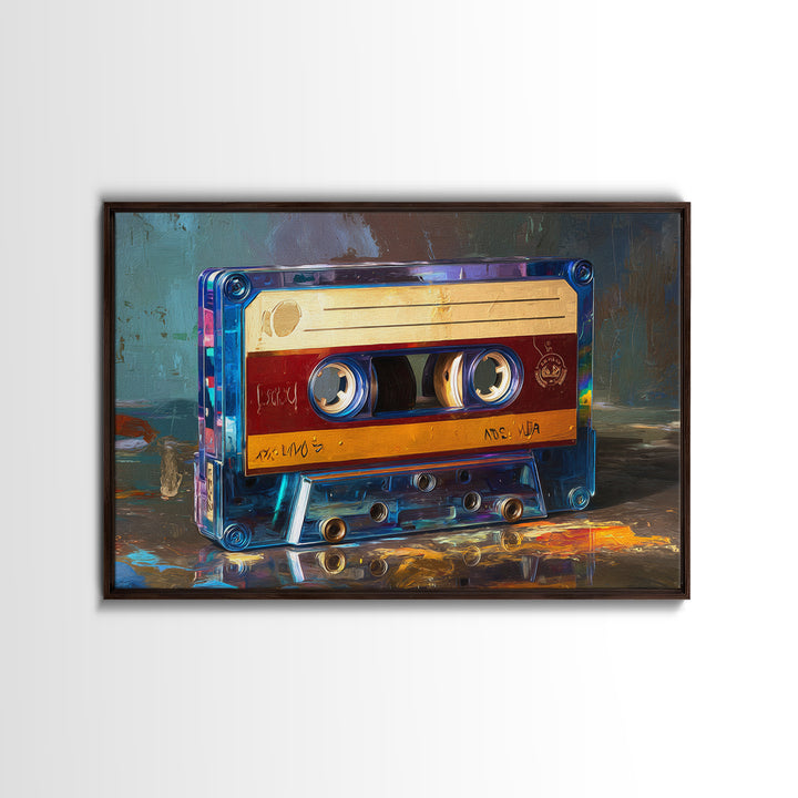 Retro Cassette Tape Framed Canvas Print, Recording Studio Art, Music Studio, Studio Decor, Fine Art, Analog, Modern Decor, RSA-3x2-39