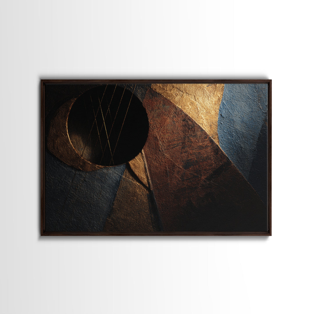 Album Cover Abstract Without Readable Text Framed Canvas Print, Recording Studio Art, Music Poster, Studio Decor, Analog, RSA-3x2-50