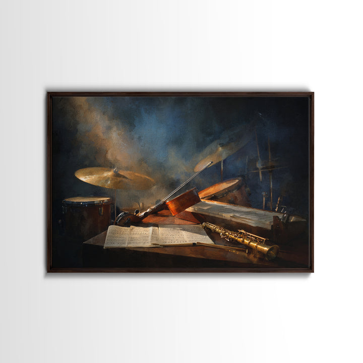 Conductor Baton and Sheet Shapes Without Text Canvas Print, Recording Studio Art, Unique Home Decor, Studio Decor, Analog, RSA-3x2-94