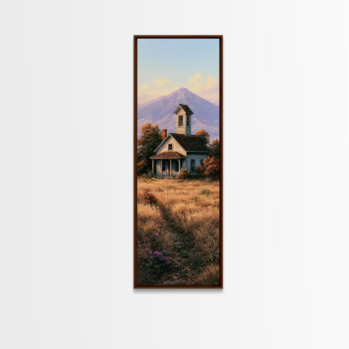 Mountain Cabin Landscape Framed Canvas Print, Rustic Art, Home Decor, Farmhouse Decor, Fine Art, Rustic, Living Room Decor, RUS-1x3-15