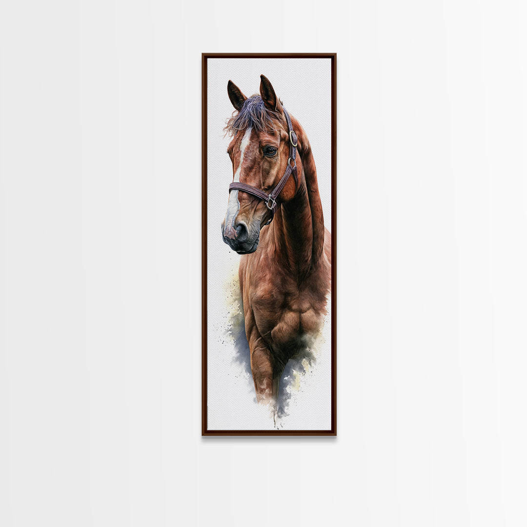 Brown Horse Portrait Canvas Print, Rustic Art, Room Decor, Farmhouse Decor, Fine Art, Rustic, Oil Painting, Digital Print, RUS-1x3-17