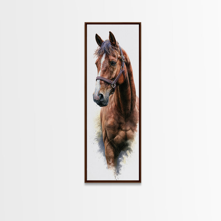 Brown Horse Portrait Canvas Print, Rustic Art, Room Decor, Farmhouse Decor, Fine Art, Rustic, Oil Painting, Digital Print, RUS-1x3-17