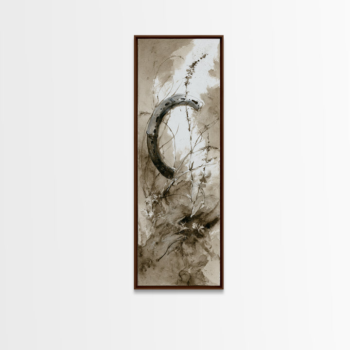 Rusty Horseshoe and Rope Composition Canvas Print, Rustic Art, Painting, Farmhouse Decor, Fine Art, Rustic, Boho Wall Art, RUS-1x3-25