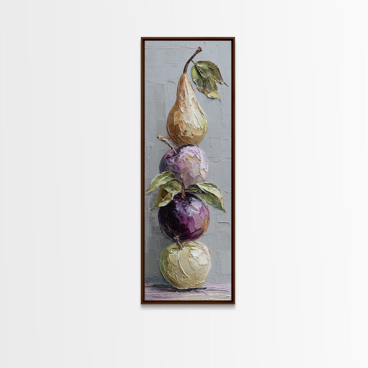 Rustic Pear and Apple Still Life Canvas Print, Rustic Art, Printable Art, Farmhouse Decor, Fine Art, Rustic, Farmhouse Wall Art, RUS-1x3-33