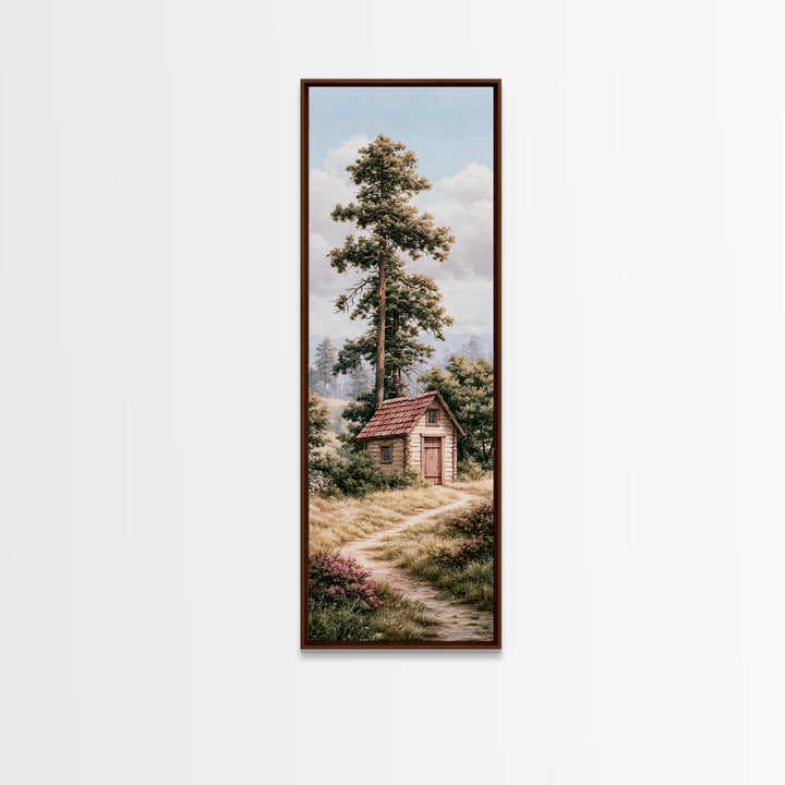 Mountain Cabin Landscape Canvas Print, Rustic Art, Printable Wall Art, Farmhouse Decor, Oil Painting, Rustic, Wood Art, RUS-1x3-39