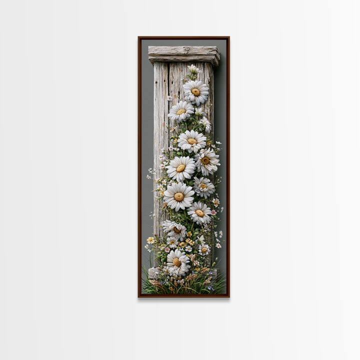 Weathered Barn Wood and Wildflower Still Life Canvas Print, Rustic Art, Textured Painting, Farmhouse Decor, Rustic, 3d Wall Art, RUS-1x3-61