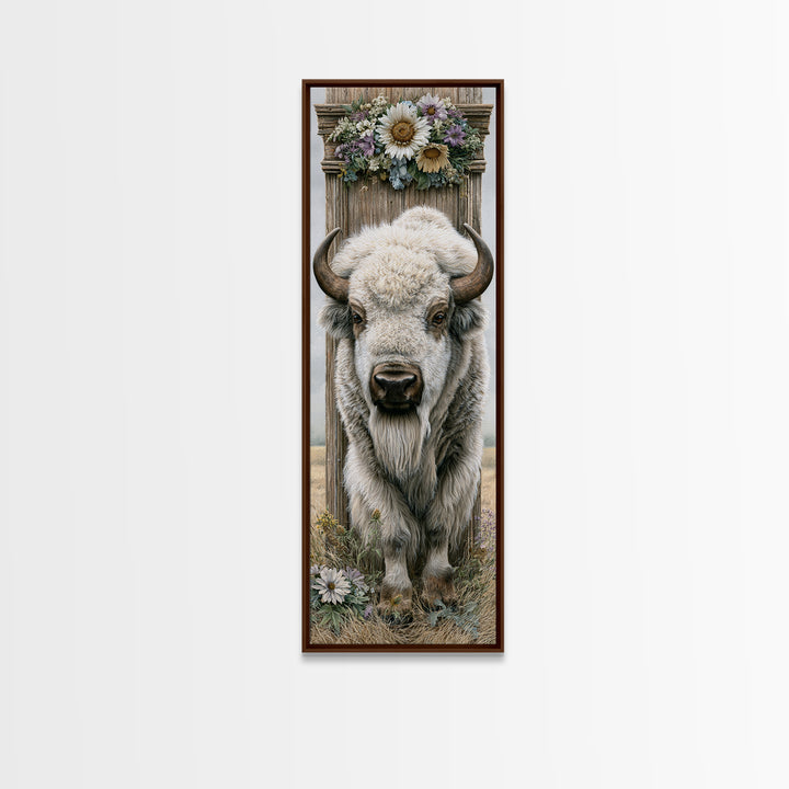 Buffalo Portrait with Western Texture Canvas Print, Rustic Art, Gallery Decor, Farmhouse Decor, Fine Art, Rustic, RUS-1x3-82