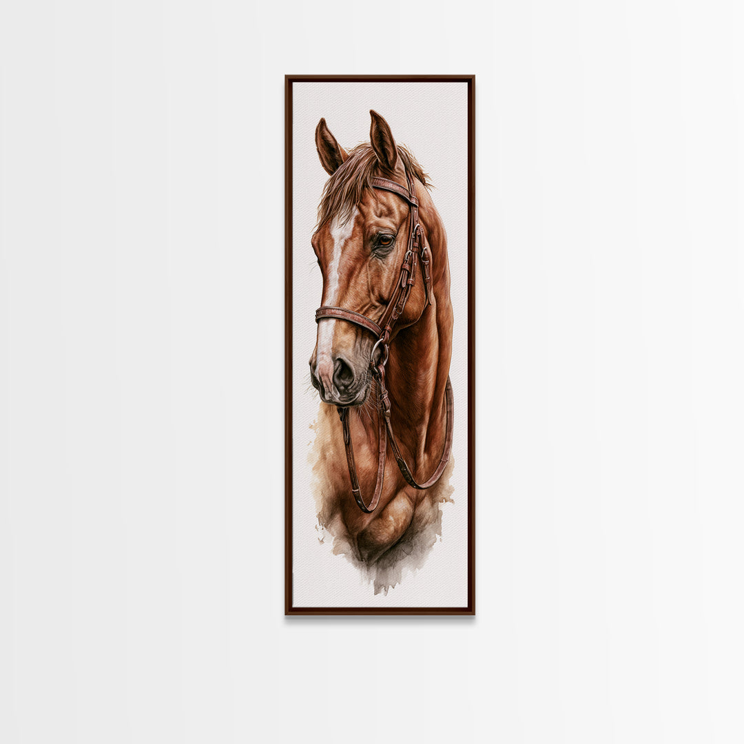 Brown Horse Portrait Canvas Print, Rustic Art, Modern Art, Farmhouse Decor, Fine Art, Rustic, Neutral Decor, Modern Decor, RUS-1x3-89