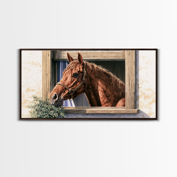 Brown Horse Portrait Framed Canvas Print, Rustic Art, Home Decor, Farmhouse Decor, Fine Art, Rustic, Living Room Decor, RUS-2x1-1