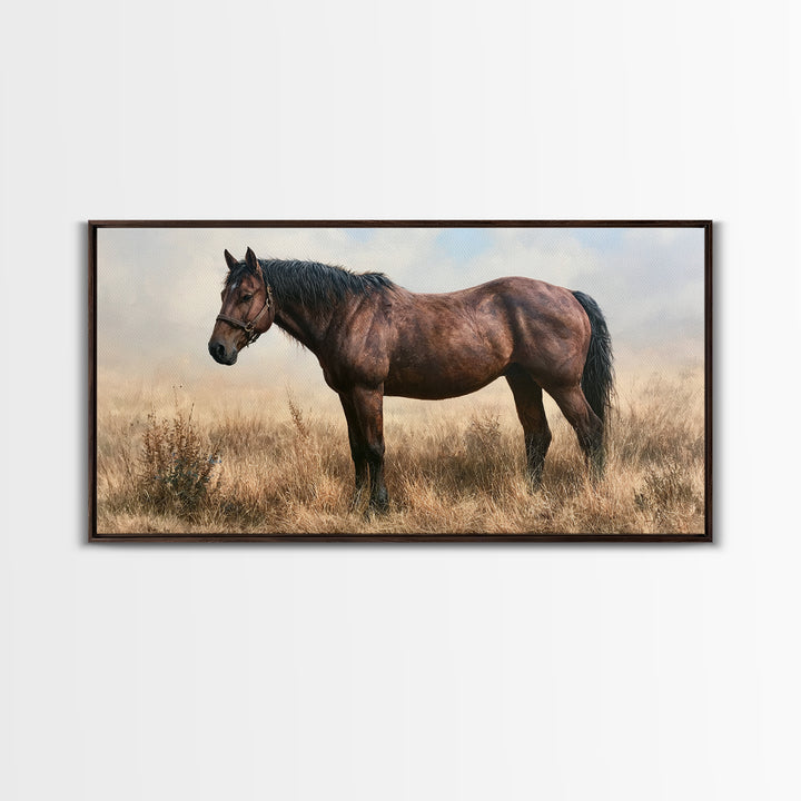 Brown Horse Portrait Canvas Print, Rustic Art, Printable Wall Art, Farmhouse Decor, Fine Art, Rustic, Wood Art, Modern Art, RUS-2x1-49