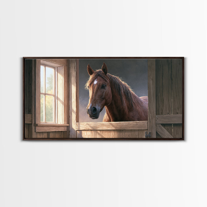 Brown Horse Portrait Canvas Print, Rustic Art, Printable Wall Art, Farmhouse Decor, Fine Art, Rustic, Wood Art, Modern Art, RUS-2x1-73