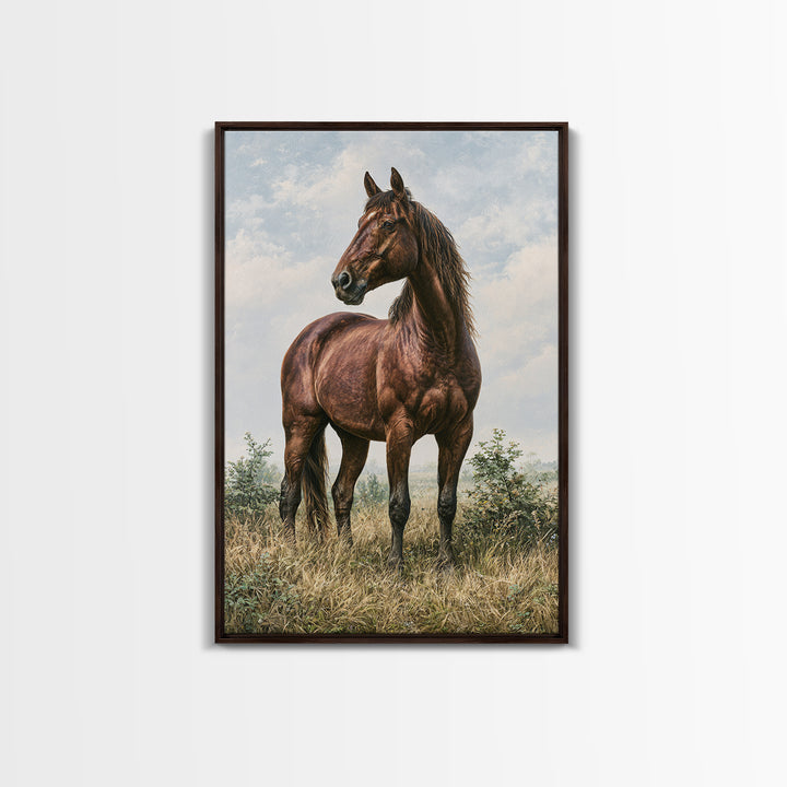 Brown Horse Portrait Framed Canvas Print, Rustic Art, Painting, Farmhouse Decor, Fine Art, Rustic, Boho Wall Art, 3d Wall Art, RUS-2x3-37