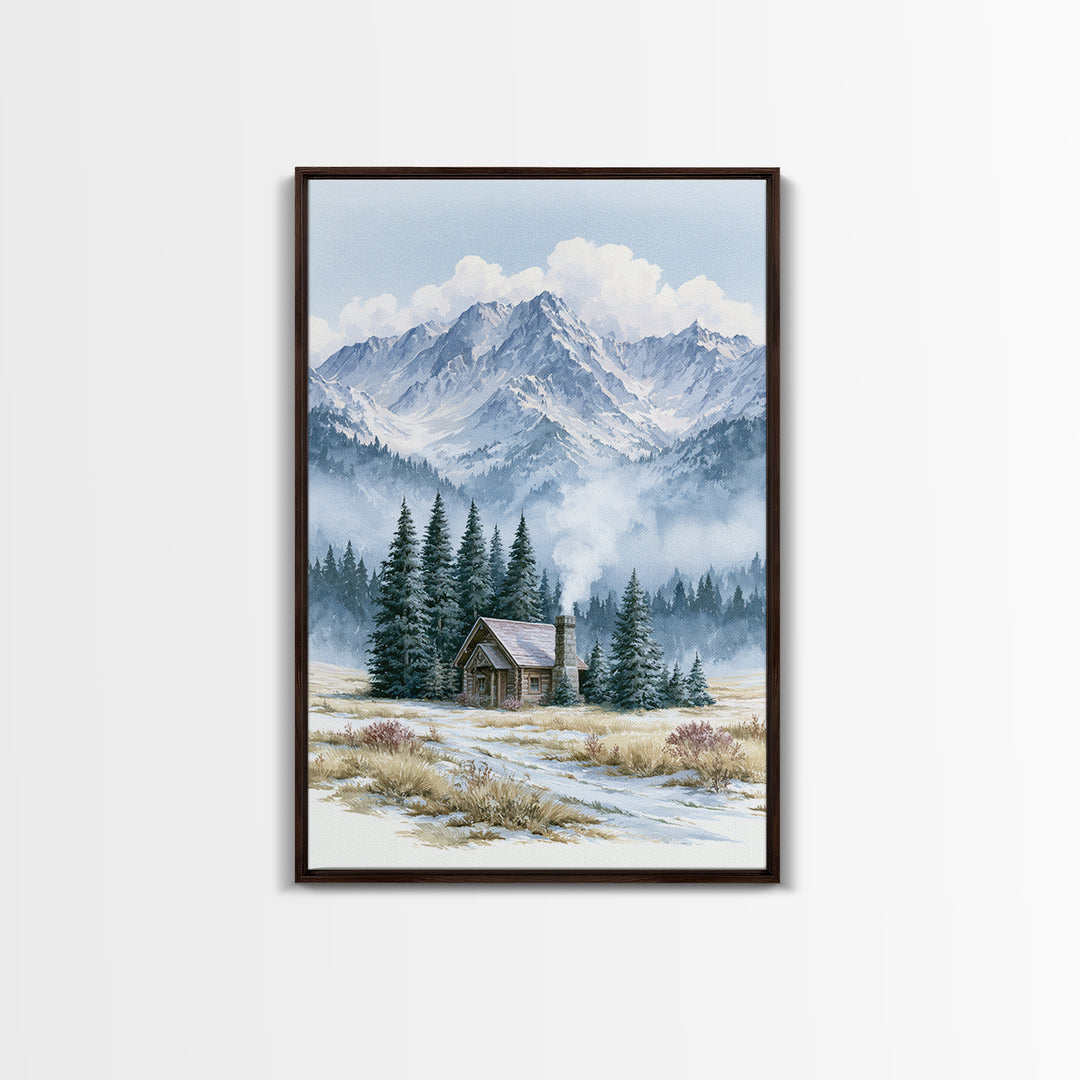 Winter Mountain Scene Canvas Print, Rustic Art, Farmhouse Wall Art, Farmhouse Decor, Fine Art, Rustic, Statement Artwork, RUS-2x3-7