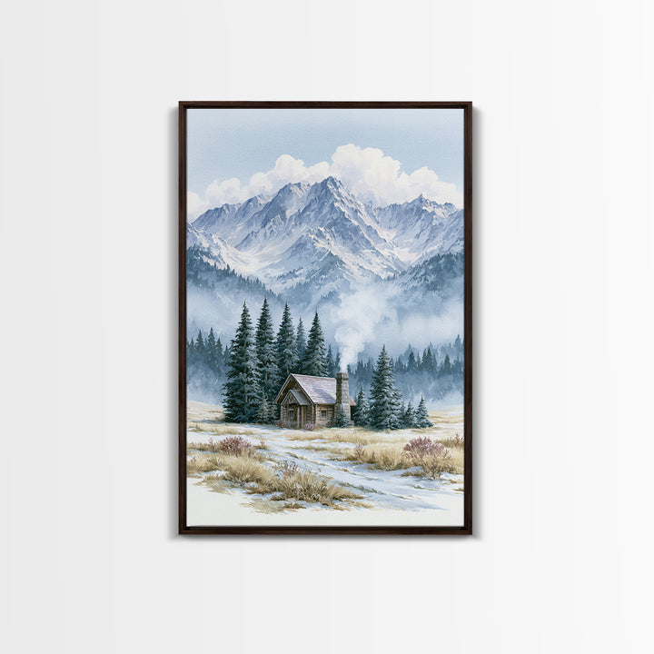 Winter Mountain Scene Canvas Print, Rustic Art, Farmhouse Wall Art, Farmhouse Decor, Fine Art, Rustic, Statement Artwork, RUS-2x3-7