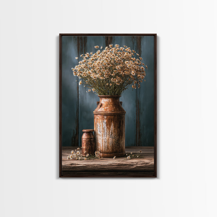 Weathered Barn Wood and Wildflower Still Life Canvas Print, Rustic Art, Living Room Decor, Farmhouse Decor, Fine Art, Rustic, RUS-2x3-81