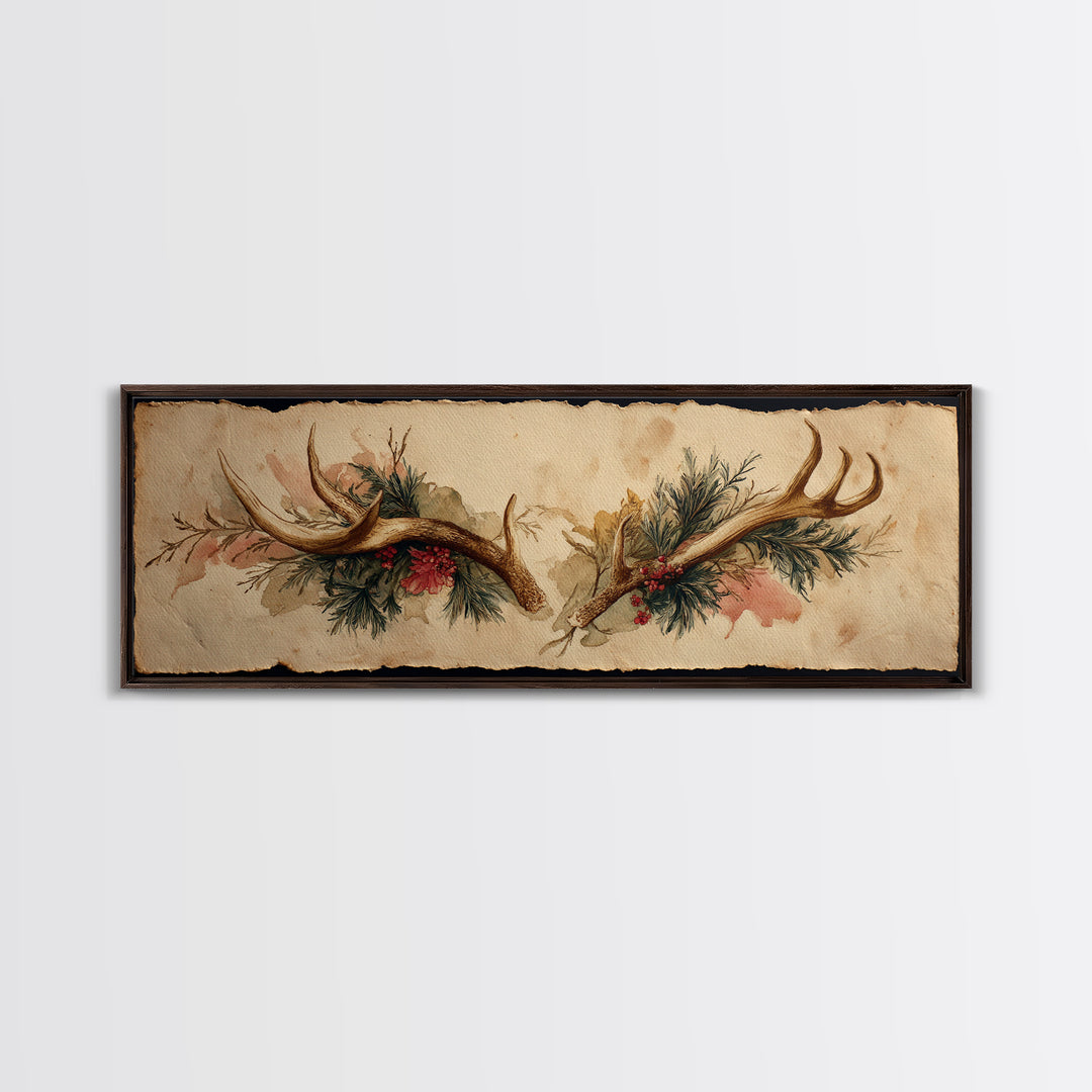 Winter Mountain Scene Framed Canvas Print, Rustic Art, Downloadable Art, Farmhouse Decor, Fine Art, Rustic, Textured Painting, RUS-3x1-15