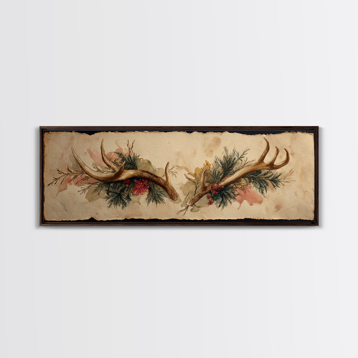 Winter Mountain Scene Framed Canvas Print, Rustic Art, Downloadable Art, Farmhouse Decor, Fine Art, Rustic, Textured Painting, RUS-3x1-15